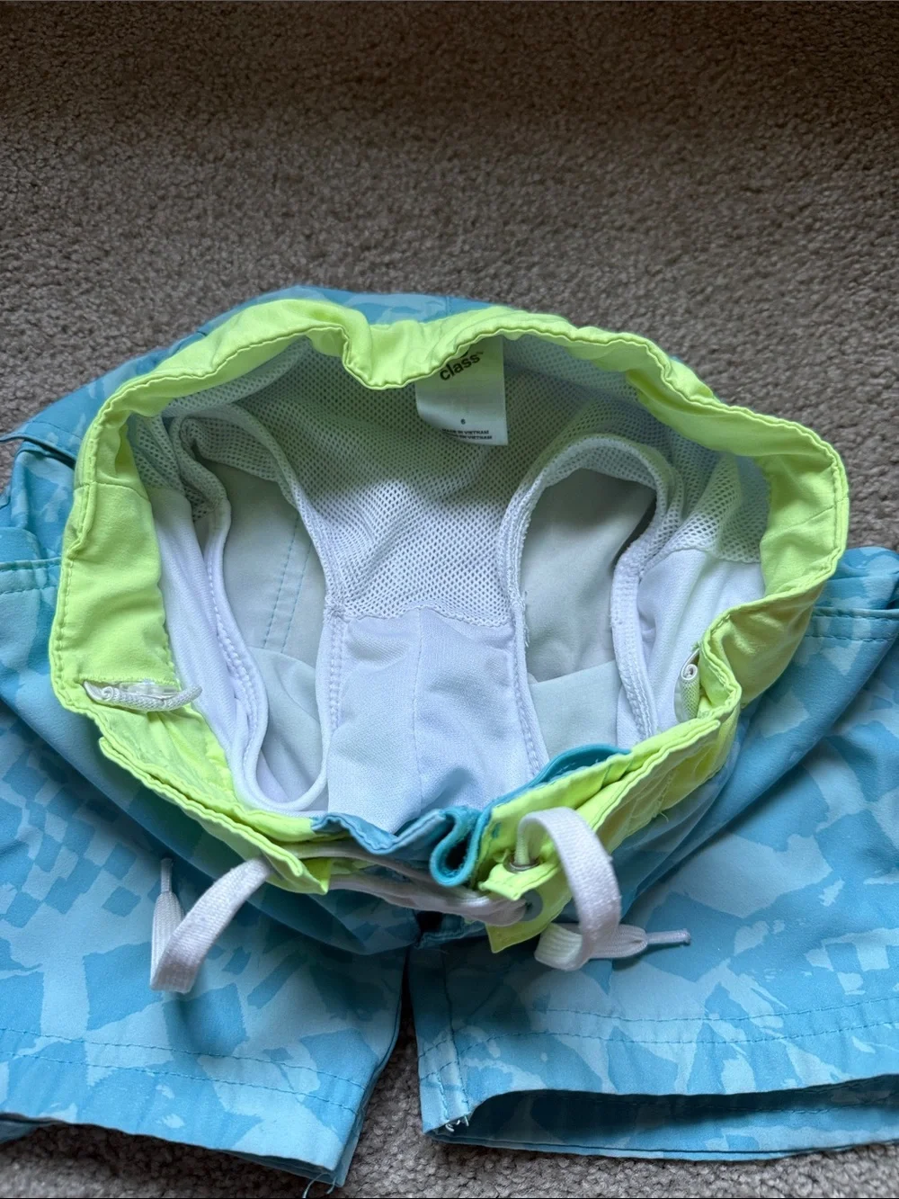 art class Light Blue Swim Shorts with Lime Waistband